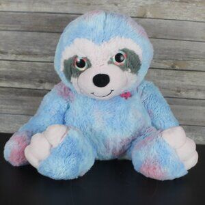 HUG FUN Sloth Rainbow Tie Dye Plush Color 15" Big Sparkly Eyes Heart Patch Soft